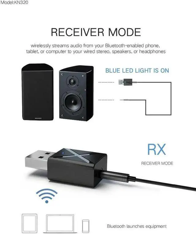 Alt view image 2 of 5 - JAENFONG Bluetooth 5.0 Audio Receiver Transmitter Mini Stereo Bluetooth AUX RCA USB 3.5mm Jack For TV PC Car Kit Wireless Adapter