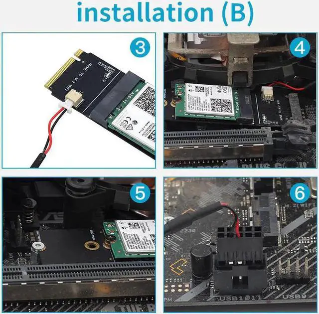 Alt view image 4 of 4 - JAENFONG A+E Key WiFi 6 AX200 Card To M Key NVMe SSD Port Wireless Adapter Wifi Bluetooth 5.1 3000Mbps 802.11ax Windows 10