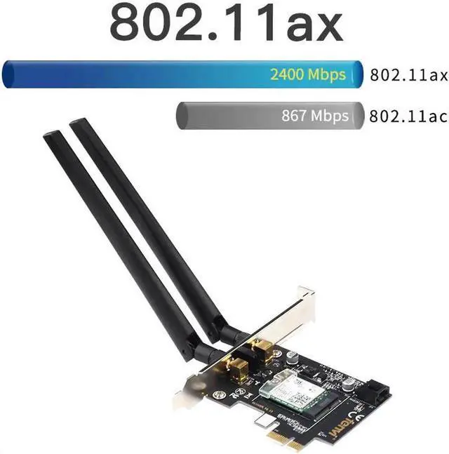 Alt view image 3 of 5 - JAENFONG Desktop Wi-Fi 6 PCI-E Wireless Adapter 2.4Gbps 2.4G/5Ghz 802.11ac/ax Bluetooth 5.0 AX200NGW Wifi Card For AX200 MU-MIMO