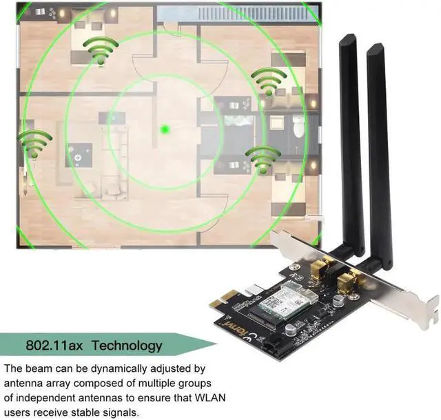 Alt view image 4 of 5 - JAENFONG Desktop Wi-Fi 6 PCI-E Wireless Adapter 2.4Gbps 2.4G/5Ghz 802.11ac/ax Bluetooth 5.0 AX200NGW Wifi Card For AX200 MU-MIMO