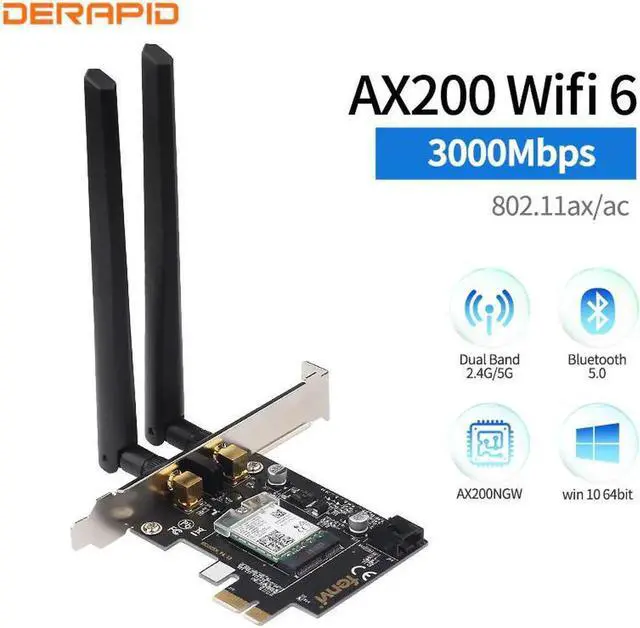 Alt view image 2 of 5 - JAENFONG Dual Band 2.4Gbps PCIe Wifi Card Gigabit Network Card Bluetooth 5.0 Wi-Fi 6 AX200 Wireless Adapter For Pc Desktop Windows 10