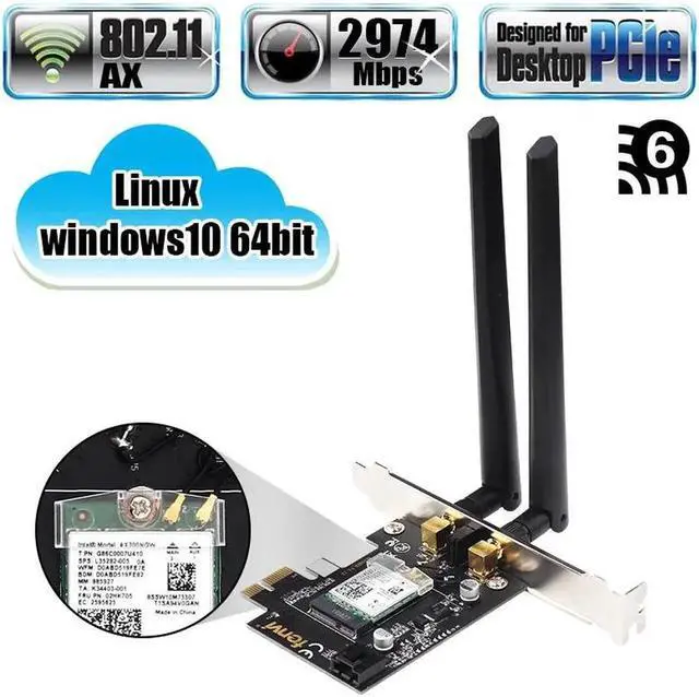 Alt view image 4 of 5 - JAENFONG Dual Band 2.4Gbps PCIe Wifi Card Gigabit Network Card Bluetooth 5.0 Wi-Fi 6 AX200 Wireless Adapter For Pc Desktop Windows 10