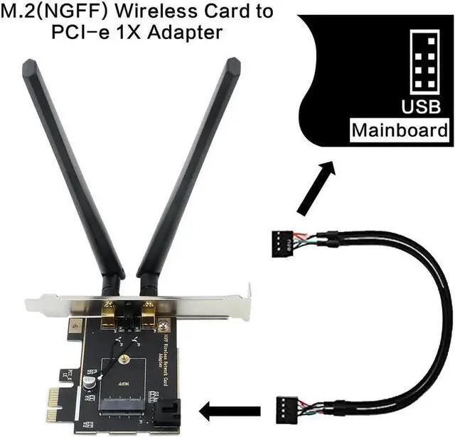 Alt view image 5 of 5 - JAENFONG Wireless Wifi PCI-E Adapter AX200 NGFF M.2 Wi-Fi Dual Band 2400Mbps Bluetooth 5.1 Card 802.11ac/ax Windows 10