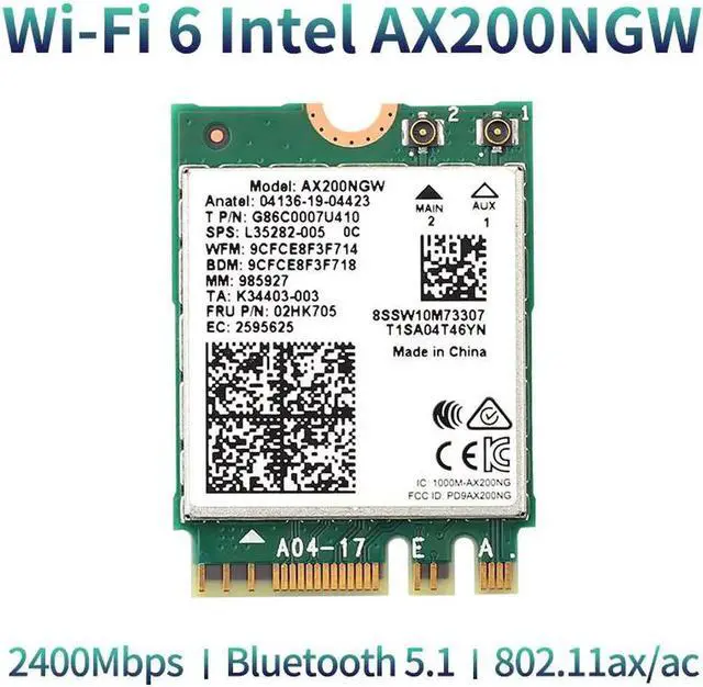 Alt view image 3 of 5 - JAENFONG Wireless Wifi PCI-E Adapter AX200 NGFF M.2 Wi-Fi Dual Band 2400Mbps Bluetooth 5.1 Card 802.11ac/ax Windows 10