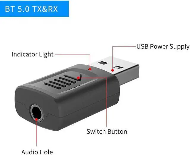 Alt view image 4 of 5 - JAENFONG 4 IN 1 3.5MM AUX USB Bluetooth Receiver For Car Kit Speaker Bluetooth Transmitter For TV PC Stereo Music Audio Wireless Adapter