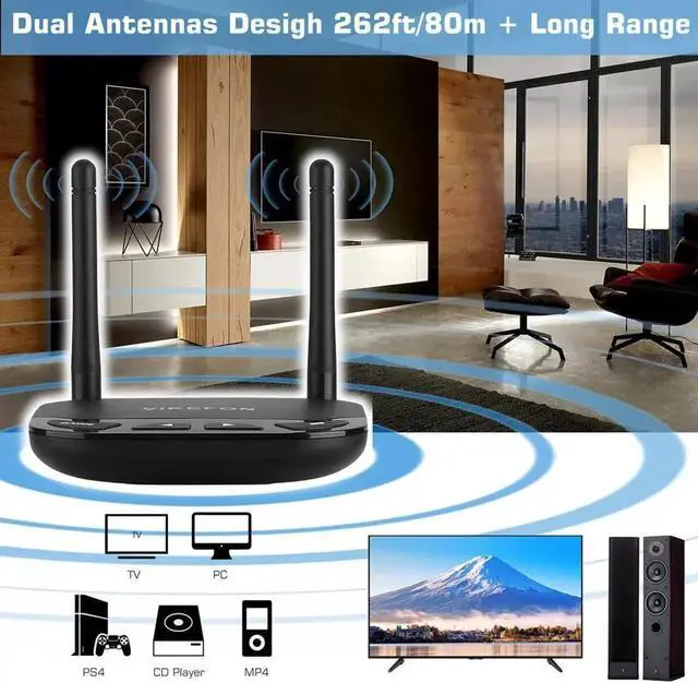 Alt view image 5 of 5 - JAENFONG 80m Long Range 3 in1 Bluetooth 5.0 Audio Receiver Transmitter AptX LL/HD for TV Car PC RCA 3.5mm Jack AUX SPDIF Wireless Adapter