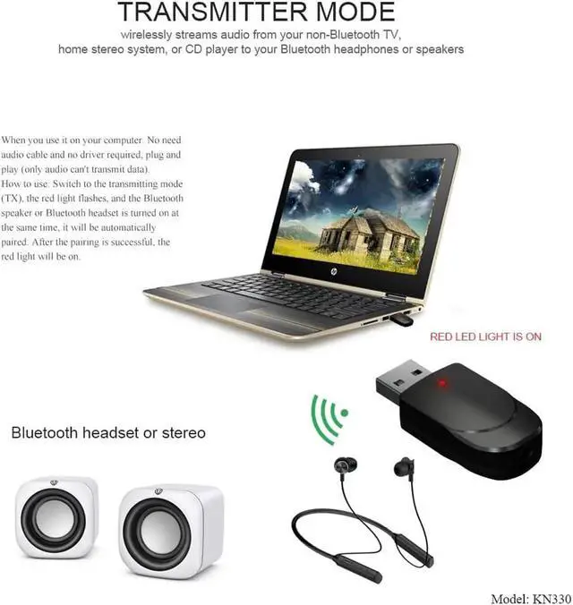Alt view image 2 of 5 - JAENFONG Bluetooth 5.0 Receiver Transmitter 3 In 1 Mini Stereo AUX RCA 3.5mm Jack USB Audio Wireless Adapter For TV PC Car Headphones