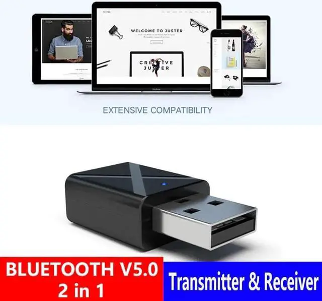 Alt view image 5 of 5 - JAENFONG New Bluetooth Audio Transmitter Receiver 2 in 1 V5.0 Bluetooth Wireless Adapter KN320 Mini 3.5mm AUX Audios For TV Car Kit PC