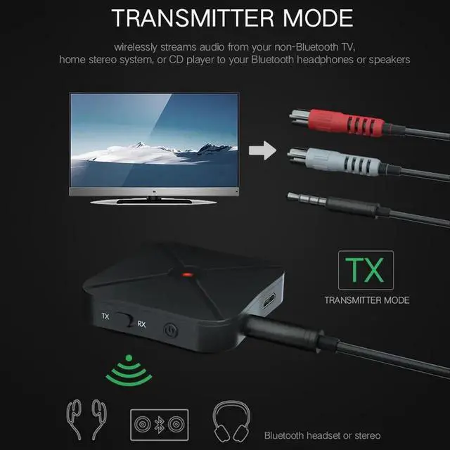 Alt view image 2 of 5 - JAENFONG KN319 Bluetooth 4.2 Receiver Transmitter 2 IN 1 Wireless Bluetooth Adapter Audio With 3.5MM AUX Audio For Home TV MP3 PC