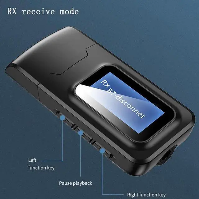 Alt view image 2 of 5 - JAENFONG With LCD Display Bluetooth 5.0 Audio Receiver Transmitter 3.5MM AUX Jack Stereo USB Adapter Wireless Dongle For PC TV Car