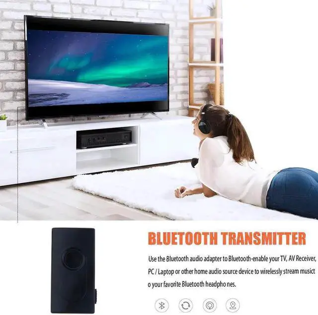 Alt view image 3 of 5 - JAENFONG 2 in 1 Bluetooth Transmitter Receiver Wireless A2DP 3.5mm Stereo Audio Music Adapter for TV DVD Mp3 PC Black