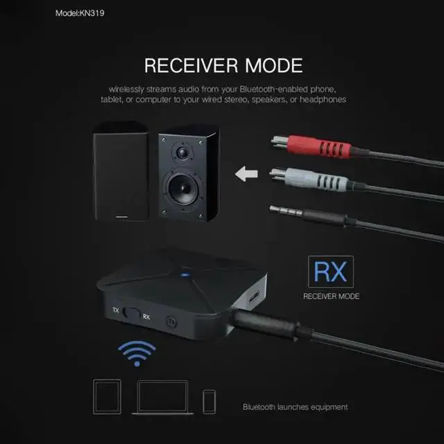 Alt view image 3 of 5 - JAENFONG 5.0 4.2 Audio Receiver Transmitter Wireless Adapter PC USB Dongle 3.5MM 3.5 AUX Jack RCA For TV Car Speaker Headphones