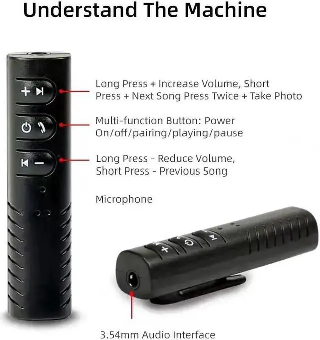 Alt view image 4 of 5 - JAENFONG Receiver For Headphone Wireless Audio Adapter Handsfree Call Car Kit 3.5mm Jack Aux Music MP3 Long Standby Micphone