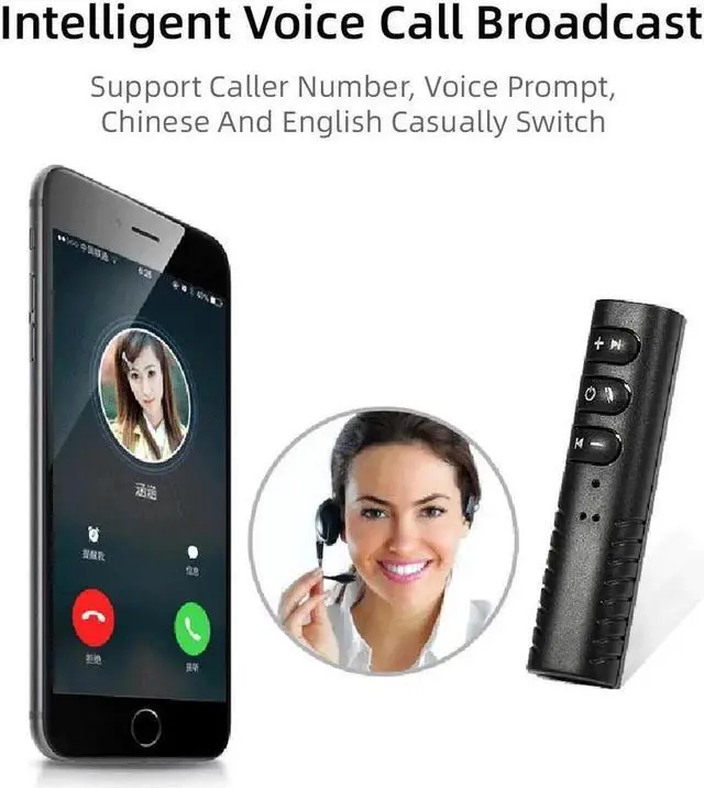 Alt view image 3 of 5 - JAENFONG Receiver For Headphone Wireless Audio Adapter Handsfree Call Car Kit 3.5mm Jack Aux Music MP3 Long Standby Micphone