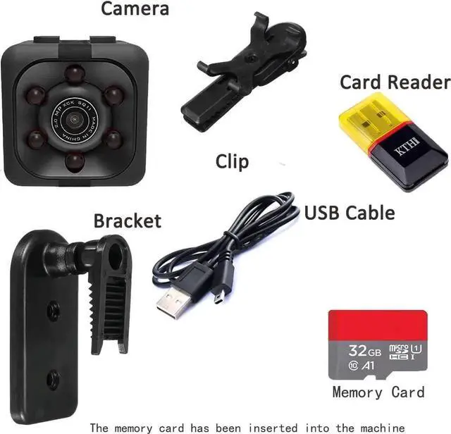 Alt view image 6 of 6 - JAENFONG Mini Spy Camera Include 32G SD Card Hidden Camera HD Audio and Video Recording, Night Vision Motion Detection, Surveillance Camera Small Dog Camera Nanny Cam Baby Monitor Home Security Camera