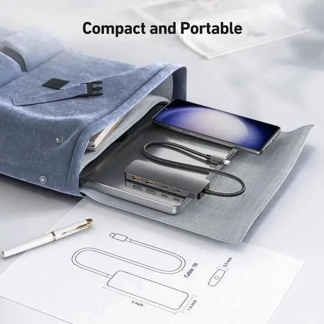 Alt view image 6 of 6 - 10Gbps USB 3.2 Hub with 2 USB A 3.2 Ports, 2 USB C 3.2 Gen 2 Splitter, for MacBook Air/Pro, iPhone 15, iPad Pro, Surface and More