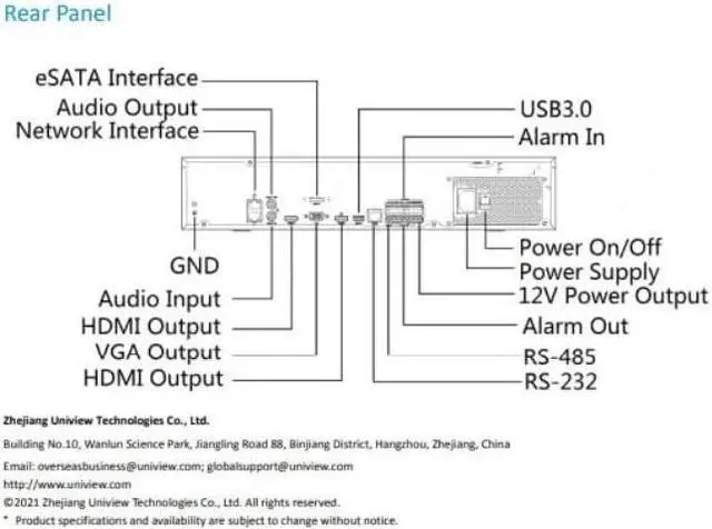Alt view image 4 of 7 - Uniview NVR308-64X 12mp 64 Channel with 8 SATA Network Video Recorder (NO HDD Included)