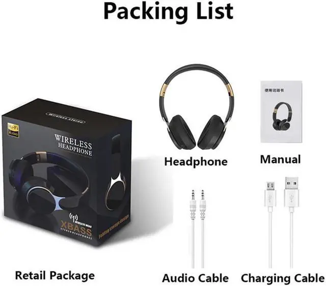 Alt view image 5 of 7 - Acaigel Wireless Headphones Bluetooth 5.0 Headset Foldable Stereo Adjustable Earphones