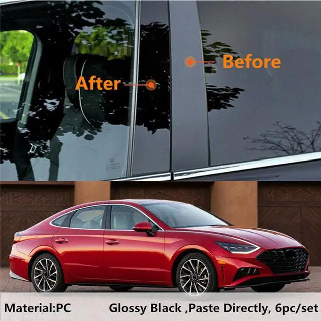 Alt view image 4 of 7 - Acaigel Gloss Black Pillar Posts Door Trim Cover Left Right For Hyundai Sonata 2020-2021