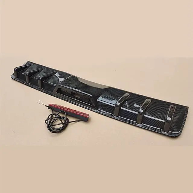 Alt view image 3 of 7 - Paiying 33 1/2" Car Rear Bumper Diffuser Spoiler w/ LED Reflector Light Carbon Fiber ABS