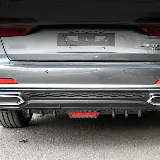 Main image of Paiying 33 1/2" Car Rear Bumper Diffuser Spoiler w/ LED Reflector Light Carbon Fiber ABS