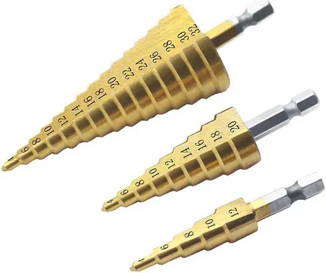 Main image of Acaigel Sheet Metal Tools Drill 4-12/20/32MM Hex Titanium Step Cone Drill Bit Hole Tools