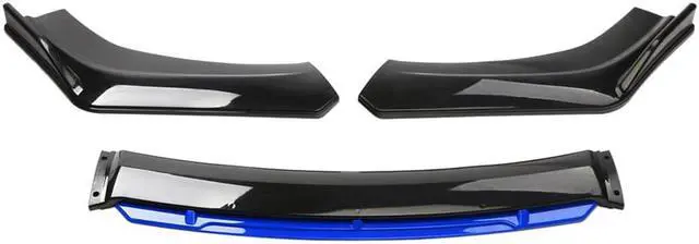 Alt view image 3 of 7 - Paiying Glossy Black + Blue Lip Car Front Bumper Splitter Lip Diffuser Spoiler Body Kit