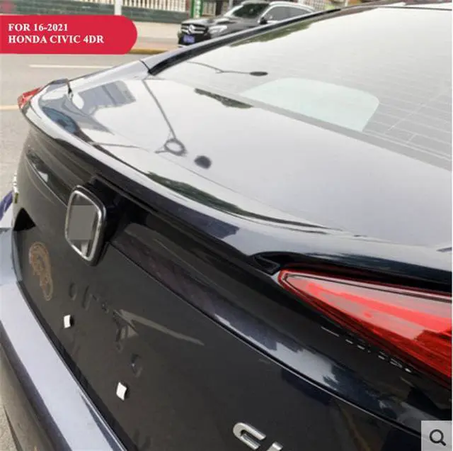 Alt view image 3 of 7 - Paiying Rear Trunk Highkick Spoiler Glossy Black For Honda Civic 2016-2021 4-Door Sedan