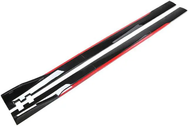 Alt view image 5 of 7 - Paiying 6Pcs 2.2m Glossy Black Red Car Side Skirts Lip Extension Panel Body Apron Kit US