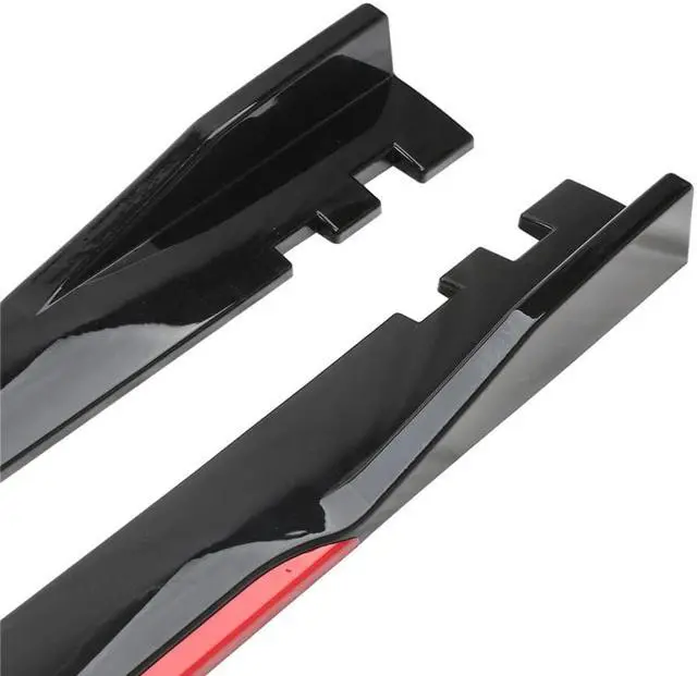 Alt view image 3 of 7 - Paiying 6Pcs 2.2m Glossy Black Red Car Side Skirts Lip Extension Panel Body Apron Kit US