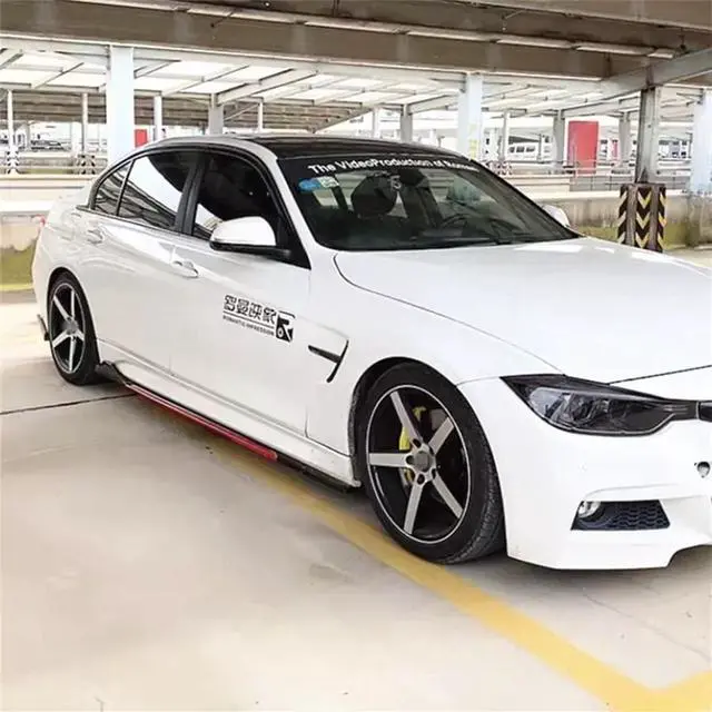 Alt view image 6 of 7 - Paiying 6Pcs 2.2m Glossy Black Red Car Side Skirts Lip Extension Panel Body Apron Kit US
