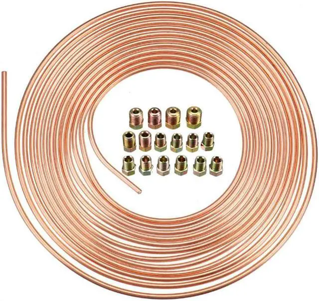 Alt view image 4 of 7 - Acaigel 1/4'' Steel Zinc Nickel Copper Brake Line Tubing Kit Oil Tube 25 FT + Fittings