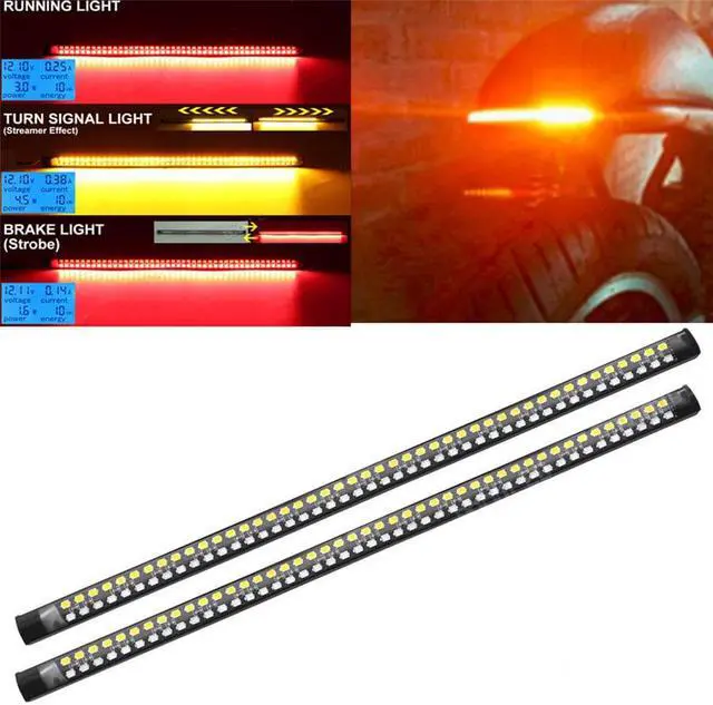 Main image of 2pcs 30cm Motorcycle LED Rear Strip Tail Lamp Turn Signal  Daytime Running Light