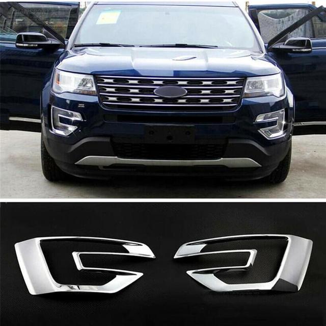 2Pcs Chrome ABS Front Bumper Fog Light Cover Trim For Ford