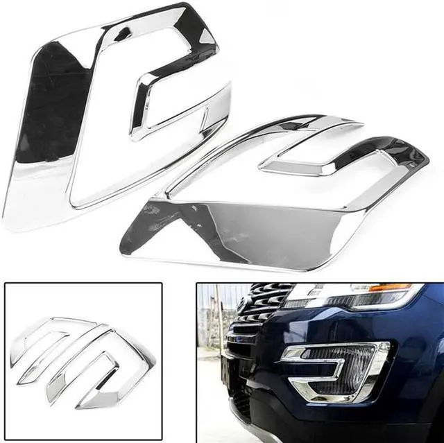 Alt view image 7 of 7 - Paiying 2 Pcs Chrome Accessories Front Fog Lamp Cover Trim For Ford Explorer 2016 - 2017