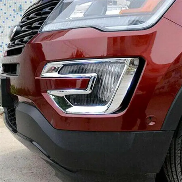 Alt view image 6 of 7 - Paiying 2 Pcs Chrome Accessories Front Fog Lamp Cover Trim For Ford Explorer 2016 - 2017