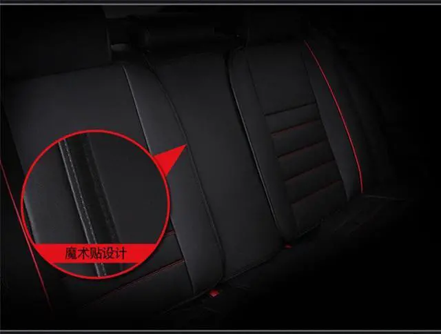 Alt view image 3 of 7 - Paiying Black + Red Car SUV Seat Cover Front+Rear Full Set PU Leather Cushion Protector