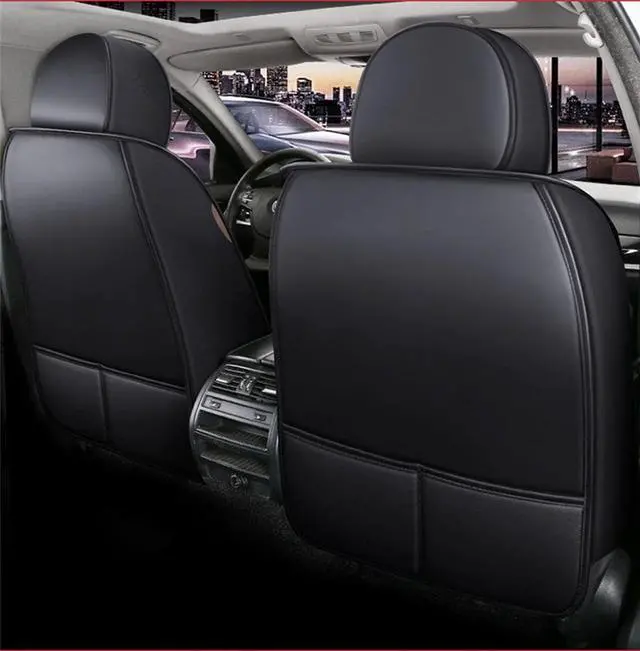 Alt view image 4 of 7 - Paiying Black + Red Car SUV Seat Cover Front+Rear Full Set PU Leather Cushion Protector