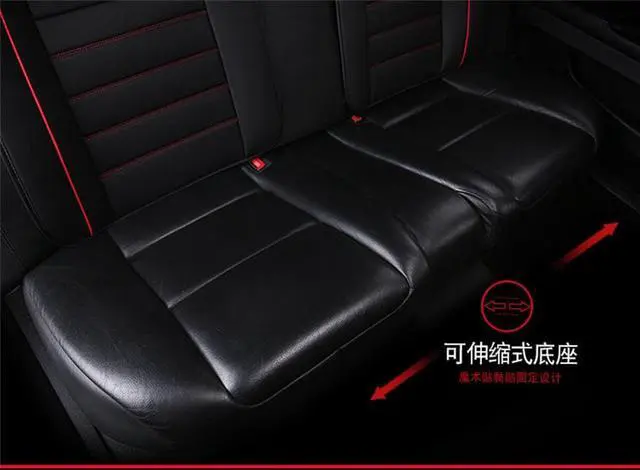 Alt view image 6 of 7 - Paiying Black + Red Car SUV Seat Cover Front+Rear Full Set PU Leather Cushion Protector