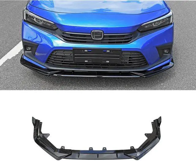 Alt view image 3 of 7 - Paiying Glossy Black Front Bumper Lip Chin Body Kit For Honda Civic 4-Door 2022