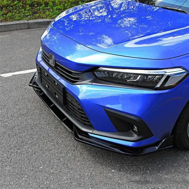Alt view image 4 of 7 - Paiying Glossy Black Front Bumper Lip Chin Body Kit For Honda Civic 4-Door 2022