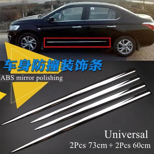 Alt view image 3 of 7 - Paiying Garnish Body Molding Trim Cover 4Pcs Chrome Side Skirt Door Side Line Sill