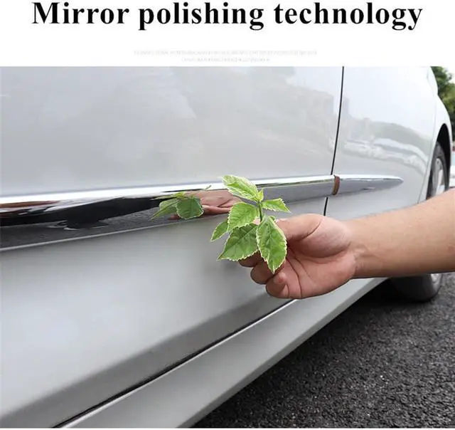 Alt view image 4 of 7 - Paiying Garnish Body Molding Trim Cover 4Pcs Chrome Side Skirt Door Side Line Sill