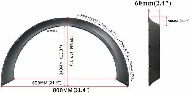 Alt view image 4 of 7 - Acaigel 4Pcs 800mm Flexible Car Fender Flares Extra Wide Body Wheel Arches