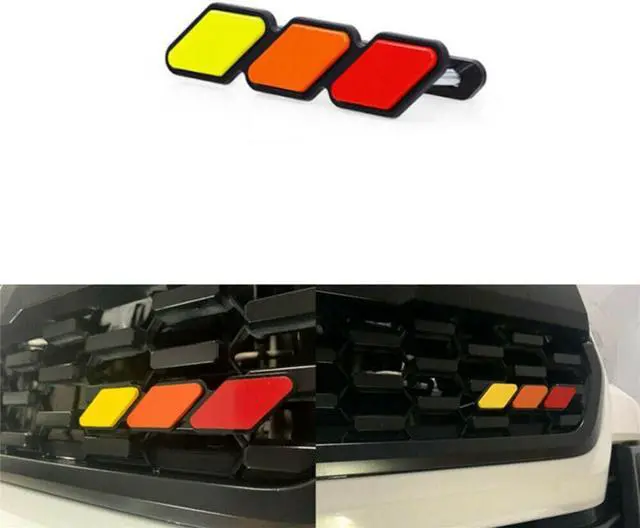 Alt view image 2 of 5 - Yingshan Tri-color 3 Grille Badge Emblem For 2018-2021 Toyota Tacoma TRD 4Runner Tundra