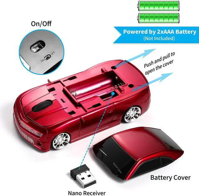 Alt view image 3 of 5 - Wireless Car Mouse Desktop Computer Mouse Optical Mice for PC/Laptop MAC