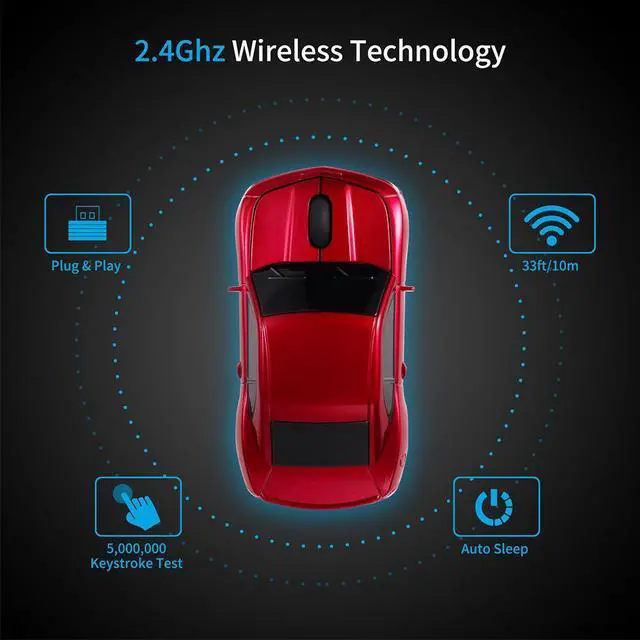Alt view image 5 of 5 - Wireless Car Mouse Desktop Computer Mouse Optical Mice for PC/Laptop MAC