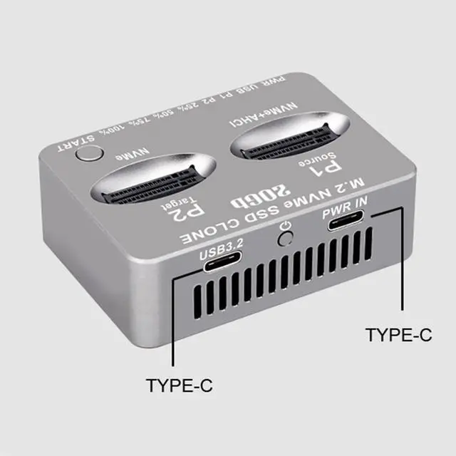 Alt view image 3 of 5 - M.2 NVMe AHCI Duplicator USB3.2 20Gbps SSD Dual-Bay Offline Clone Mobile Hard Drives Dock