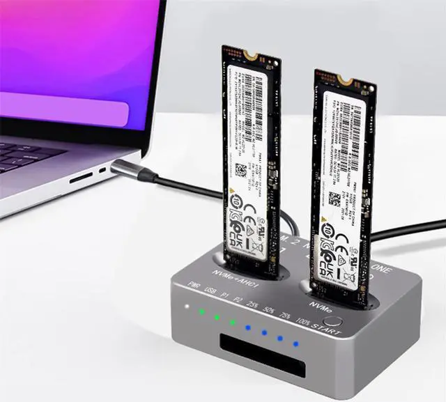 Main image of M.2 NVMe AHCI Duplicator USB3.2 20Gbps SSD Dual-Bay Offline Clone Mobile Hard Drives Dock