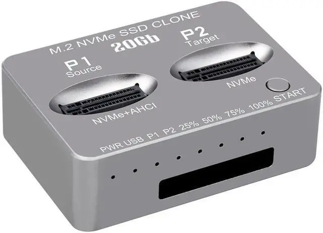 Alt view image 2 of 5 - M.2 NVMe AHCI Duplicator USB3.2 20Gbps SSD Dual-Bay Offline Clone Mobile Hard Drives Dock